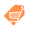 orange minimalist happy shop cart logo